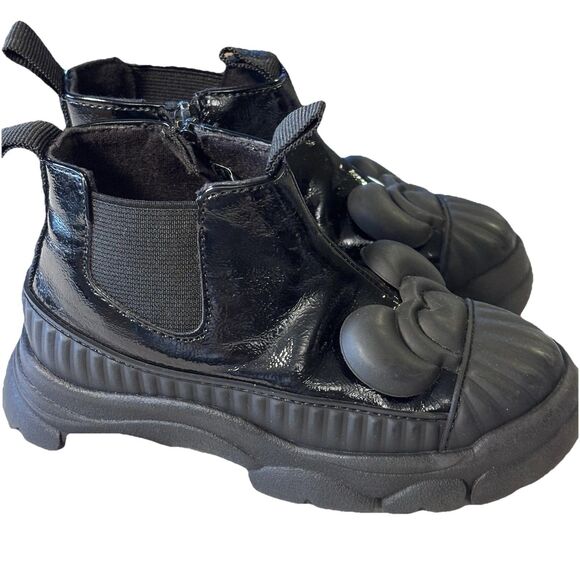 Zara Disney Baby Minnie Mouse Black Patent Chelsea  Zipper Boots Size EU 22 - Picture 6 of 12